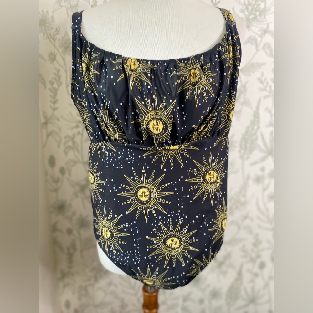 Sun Print Ruched One Piece Swim Suit Bathing Suit sell 2XL New